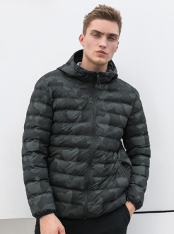 三福2018冬装新品男休闲短款棉衣 后背印花外套棉服男