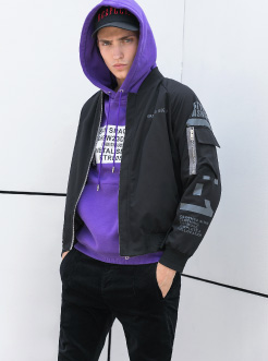 三福2018冬装新品男短款两面穿棉衣 休闲棒球外套棉服男