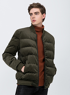 三福2018冬装新品男短款棒球领棉衣 时尚绒面外套棉服男