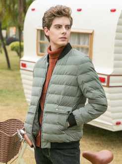 三福2018冬装新品男撞色短款棉衣 简?#22841;?#38386;棒球领棉服男