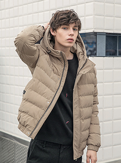 三福2018冬装新品男不可拆卸帽棉衣 简?#21363;?#32483;外套棉服男