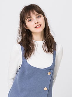 三福2019春裝新品女小高領長袖T恤 簡約修身打底衫女