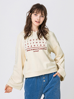 三福2019春裝新品女連帽寬松衛衣 字母印花棉質上衣女