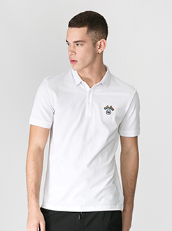 三福2019夏裝新品男胸前刺繡POLO衫 潮流翻領T恤男