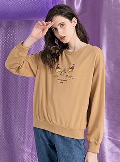 三福2019秋装新品女跷跷板印花卫衣 可爱?#28909;?#19978;衣女