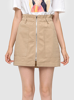 三福2019夏裝新品女拉鏈修身短裙 潮流簡約裙子女