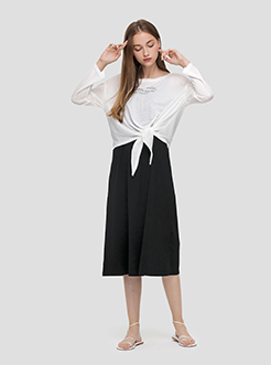 三福2019夏裝新品女學院風純色百褶裙 少女休閑短裙女