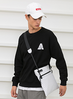 三福2019秋裝新品男字母印花衛衣 潮流寬松圓領上衣男